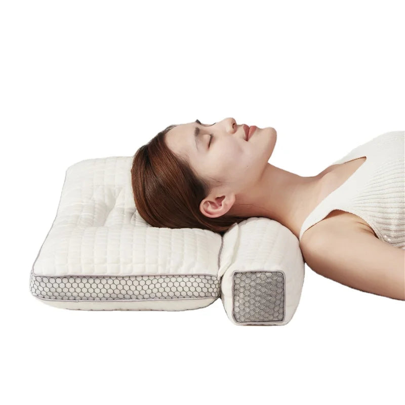Ergonomic Cervical Pillow Neck Support Reverse Arch Cervical Buckwheat Cassia Seed Pillow Home 2 in 1 Health Neck Pillow