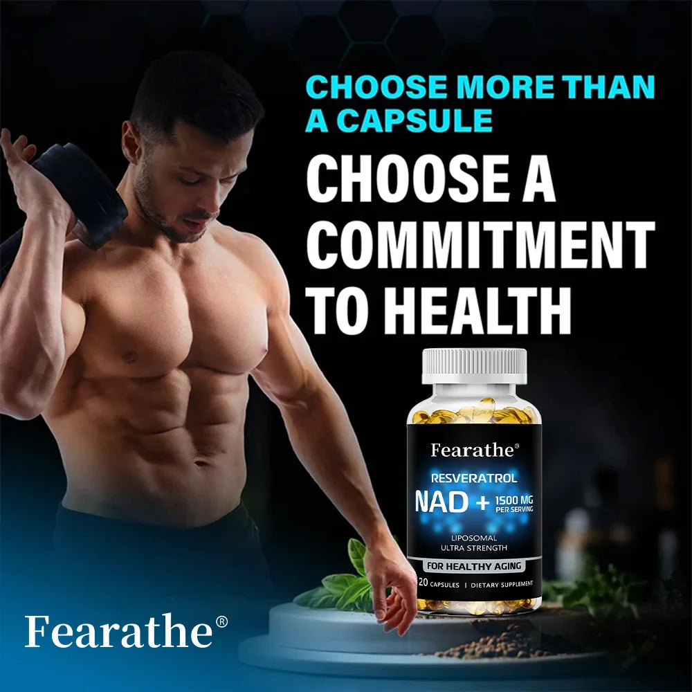 NAD+Resveratrol, Anti-Aging, Helps Boost Energy, Promotes Cellular, Brain & Skin Health, Supports Muscle Vitality, 120 Capsules