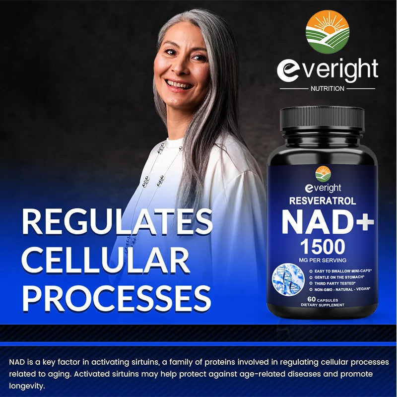 NAD+ Supplements - Anti-Aging Cell Booster, Supports Natural Energy - NAD+ Booster, Immune Suppor t& Promotes Blood Circulation