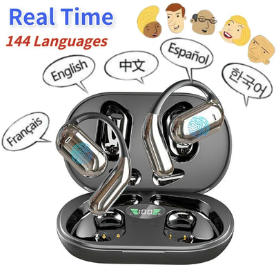3-in-1 AI Translator Earbuds 144 Languages Noise Cancelling Wireless BT Translation Earphones Real Time Translating Earbuds