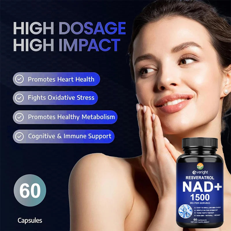 NAD+ Supplements - Anti-Aging Cell Booster, Supports Natural Energy - NAD+ Booster, Immune Suppor t& Promotes Blood Circulation