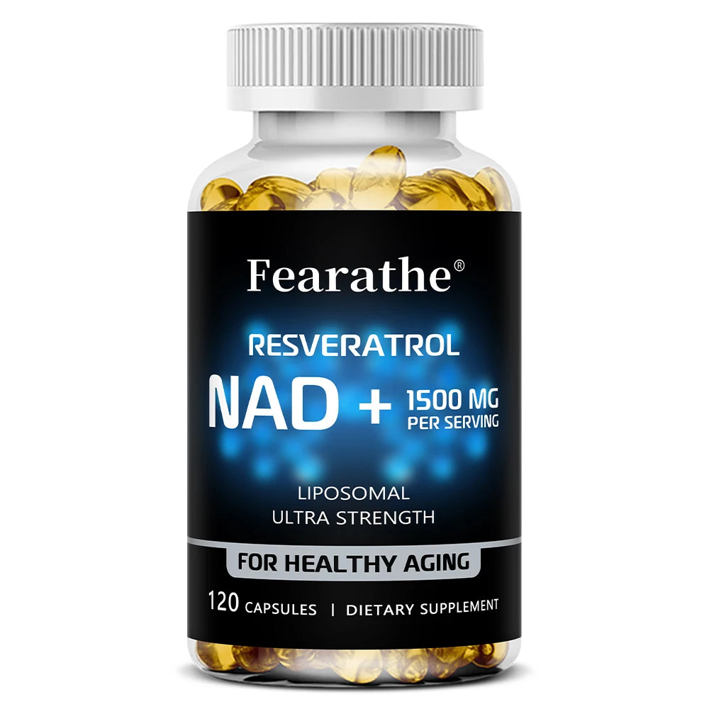 NAD+Resveratrol, Anti-Aging, Helps Boost Energy, Promotes Cellular, Brain & Skin Health, Supports Muscle Vitality, 120 Capsules