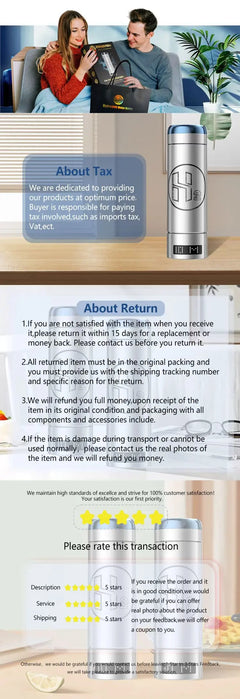 Hydrogen Water Bottle Generator 9000 PPB Hydrogen Ionizer Universal Adapter for Home Hydration