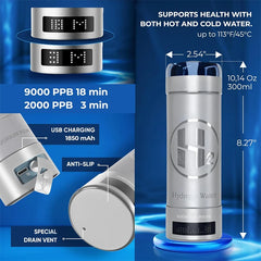 Hydrogen Water Bottle Generator 9000 PPB Hydrogen Ionizer Universal Adapter for Home Hydration